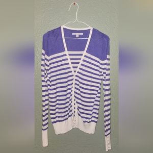 Purple strip women's button up cardigan- Used